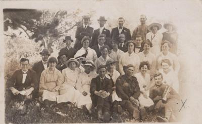 POSTCARD: GROUP OF PEOPLE, FROM ALBUM 1, THELMA GREEN COLLECTION