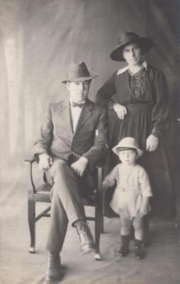 POSTCARD: THOMAS, MILLIE AND KENNETH MARSH, FROM ALBUM 1, THELMA GREEN COLLECTION