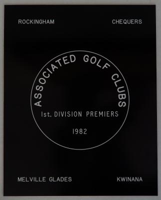 PENNANT - MEN - ASSOCIATED GOLF CLUBS' DIVISION 1 PLAQUE 1982