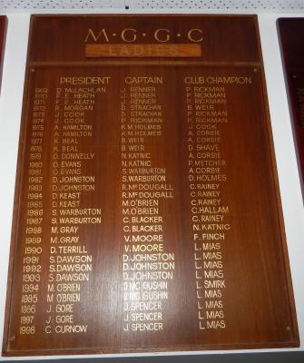 LADIES' COMMITTEE HONOUR BOARDS