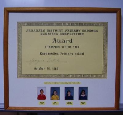 CERTIFICATE - ARMADALE DISTRICTS PRIMARY SCHOOLS DEBATING COMPETITION KARRAGULLEN PRIMARY SCHOOL