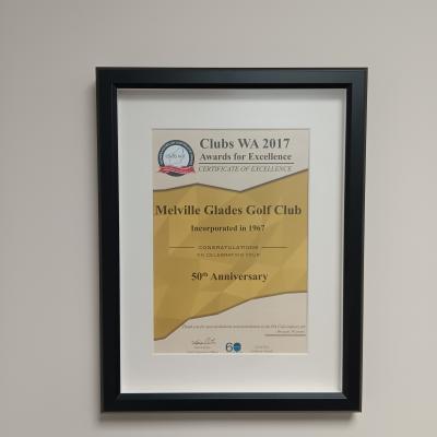 CLUBS WA AWARD FOR EXCELLENCE - 50TH ANNIVERSARY