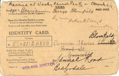 IDENTITY CARD CARMEN THERESE BLOMFIELD