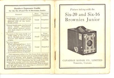 INSTRUCTION BOOKLET - KODAK BROWNIES JUNIOR CAMERA