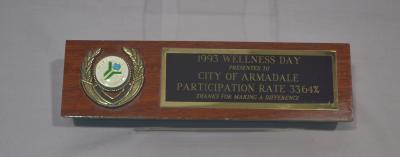 PLAQUE, WOODEN - 1993 WELLNESS DAY PARTICIPATION