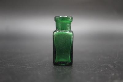 BOTTLE, MEDICINE - GREEN, SQUARE SHAPED