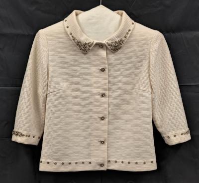 JACKET: DEEP CREAM CRIMPLENE WITH BEAD EMBROIDERY