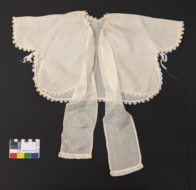 SHAWL: CHILDRENS, SILK WITH LACE TRIM